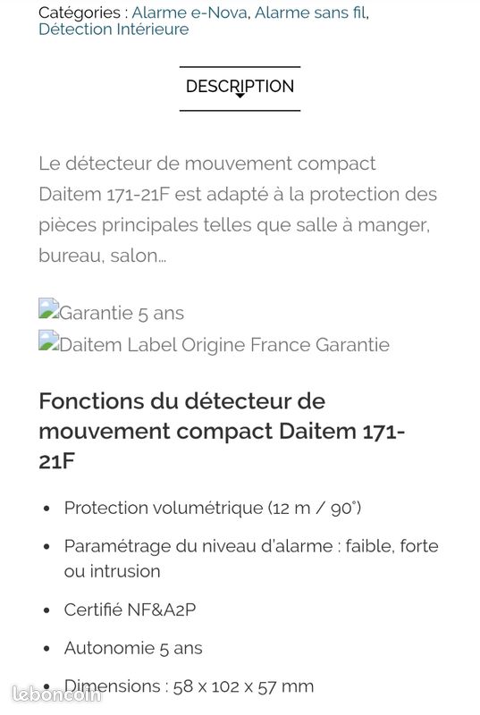 Détecteur de mouvement IR DAITEM (image 6)