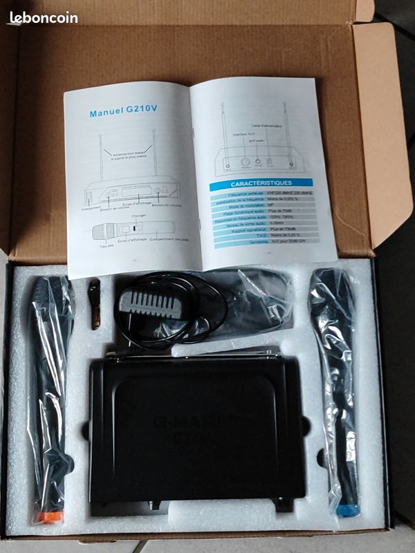 Microphone Sans Fil Professionnel G-MARK G210V 2 Canaux - Neuf En Emballage - Noir