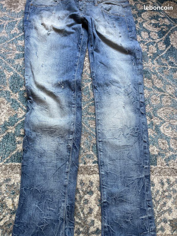 Lot 3 jeans MET taille XL taille basse; rose scintillant, bleu ciel: skinny used déchiré (image 1)