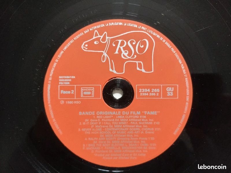 Bonjour, vends l'album vinyle original de la B.O du film Fame de 1980. Réf : 2394 265. Disque et poc (image 9)