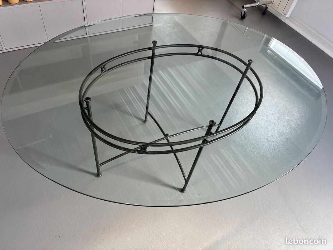 Table salon verre et fer forge (image 1)