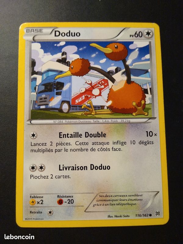 Carte POKÉMON Doduo 116/162 année 2015 (image 1)