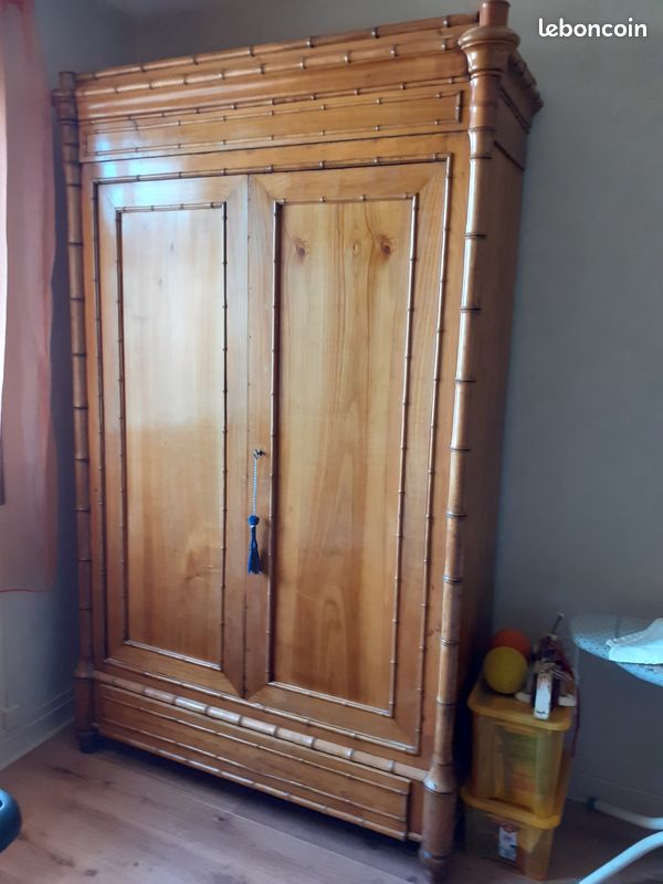 BELLE ARMOIRE ANCIENNE De Poupee En Pitchpin Façon Bambou - Époque 1900 EUR 120,00 - FR