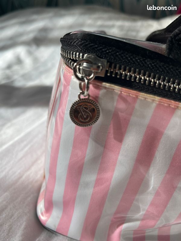 Sac Fourre-tout Victoria's Secret LOVE ME ROSE - Argent Métallisé Et Noir, Occasion