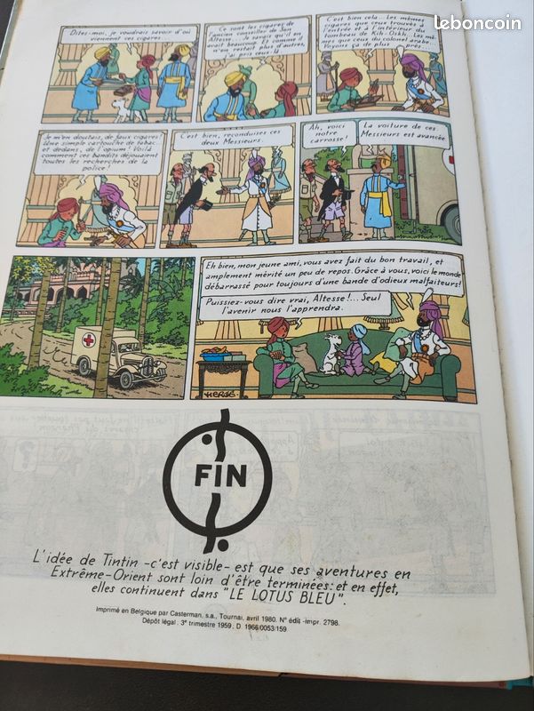 Tintin les cigares du pharaon dos bleu 1980 (image 6)