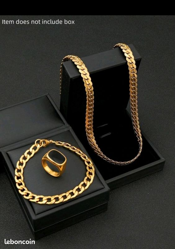 Magnifique ensemble de bijoux pour homme en acier inoxydable avec