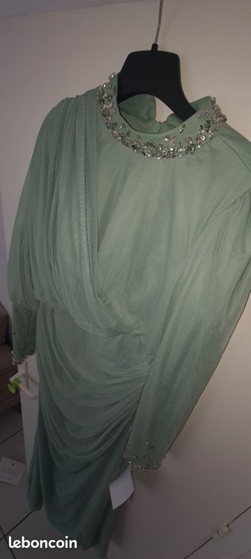 Robe En Mousseline Vert Menthe - Taille 12 - Neuve Avec étiquettes