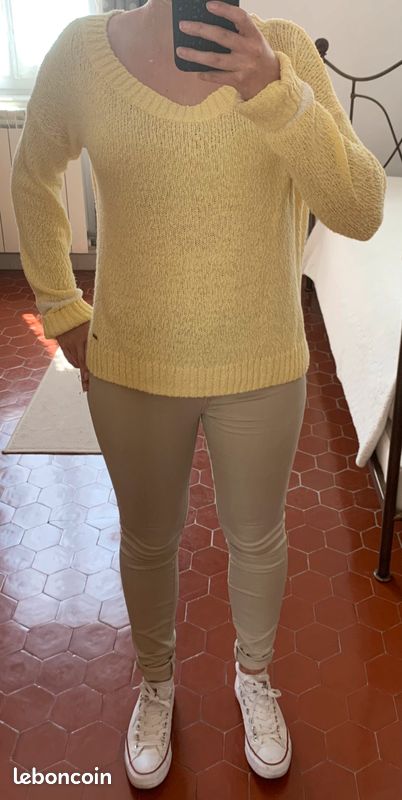 Pull Hollister jaune S (image 3)