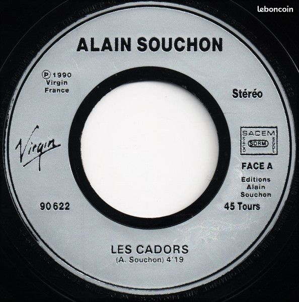 Alain Souchon : S'asseoir Par Terre / Les Cadors [En Public] [Vinyle 45 Tours 7"] 1990 (image 3)