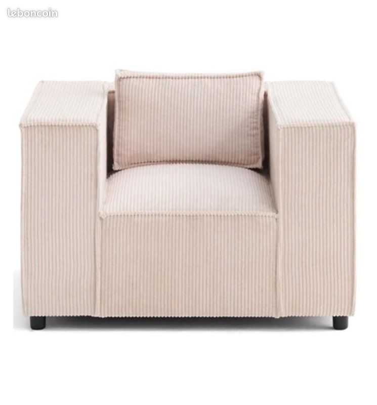 Fauteuil de salon LISA DESIGN STELLA - FAUTEUIL EN VELOURS CÔTELÉ - BEIGE (image 4)