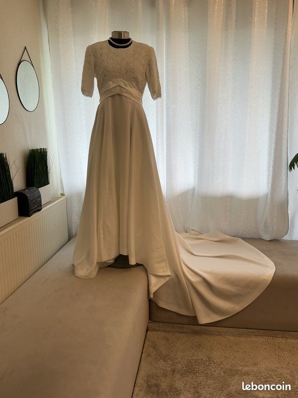 Robe de mariée vintage avec jupon et voile 38/42 (image 14)