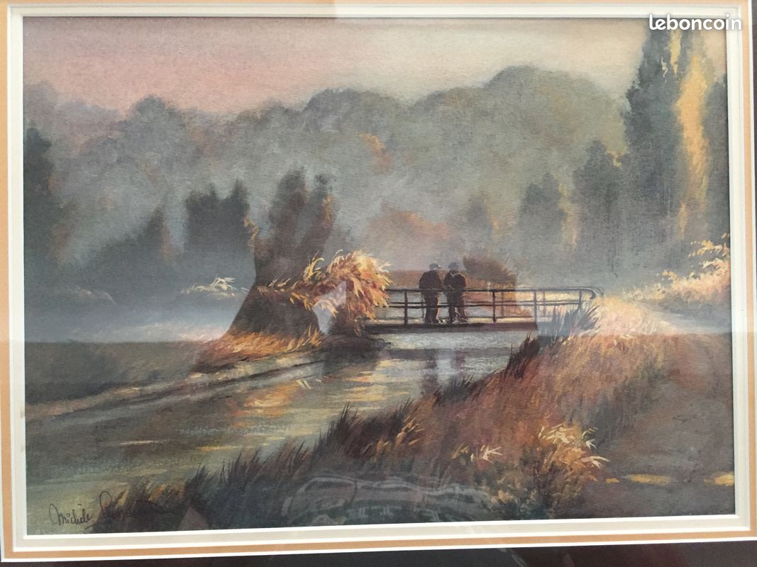 Reproduction Aquarelle Encadrée - Fleurs Et Jardin - Cadre Bois 82x64cm