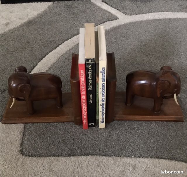 Serre livre éléphant en bois années 1960 (image 6)