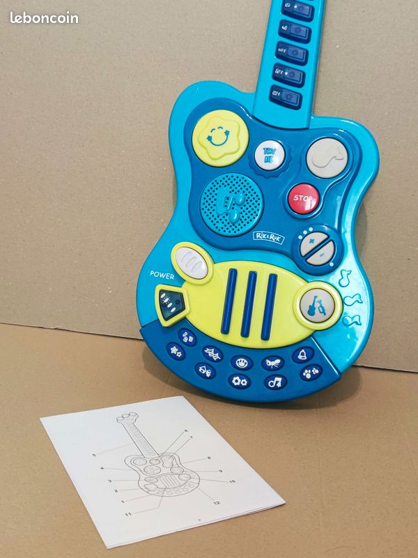 Guitare électronique lumineuse avec lunettes et micro stitch bleu - Lexibook