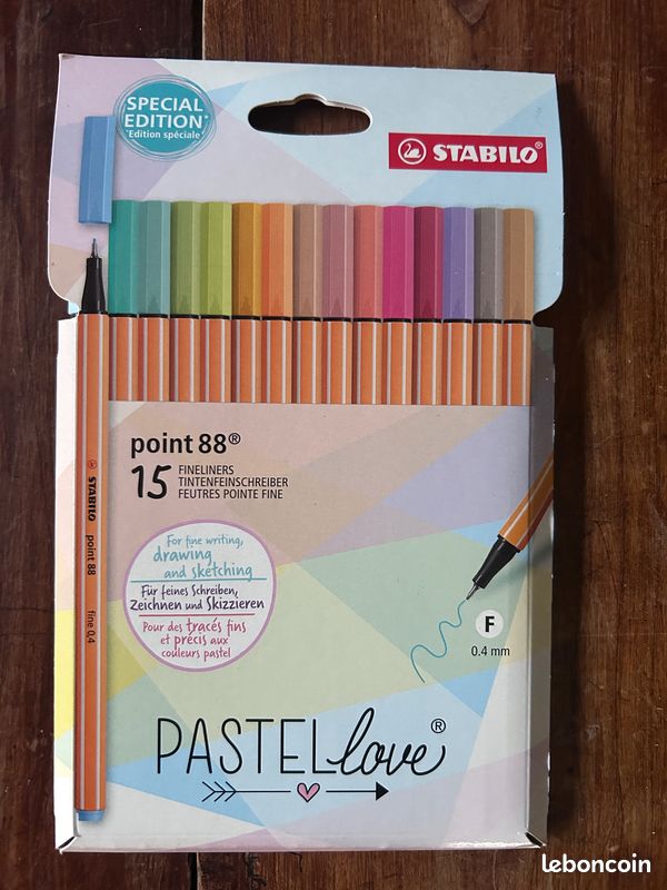 Stabilo 15 feutres pointe fine 0.4 mm couleur pastel (image 1)