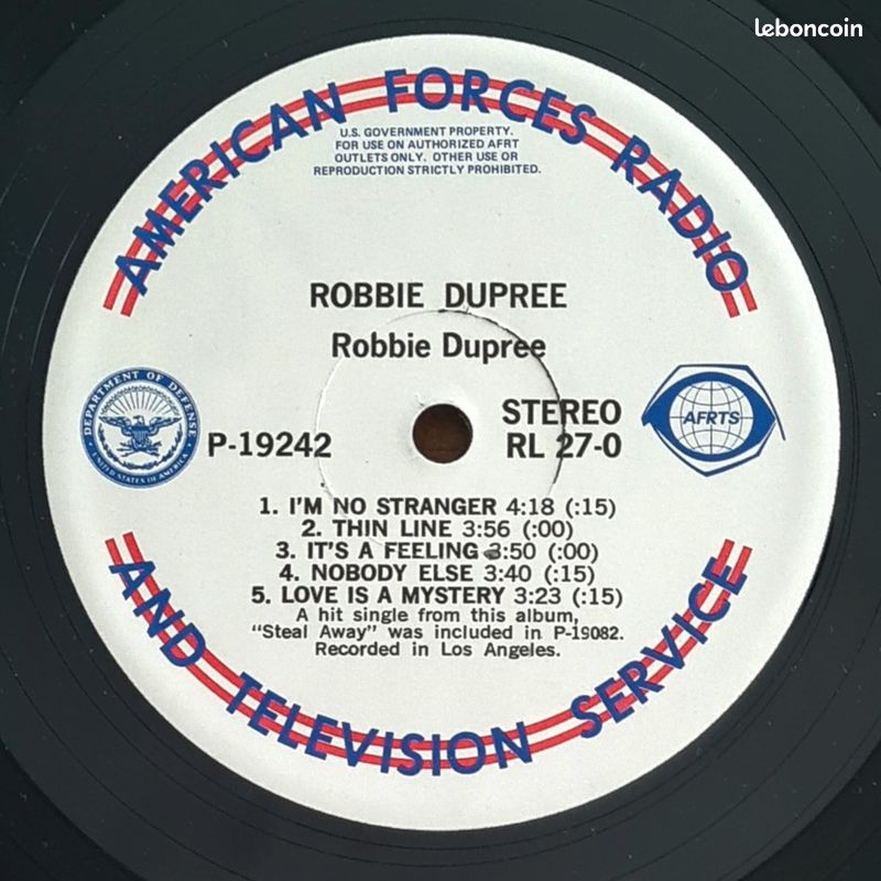 Robbie Dupree / Hang Together : Robbie dupree / Odyssey (LP33t vinyle American Forces Radio) (image 1)