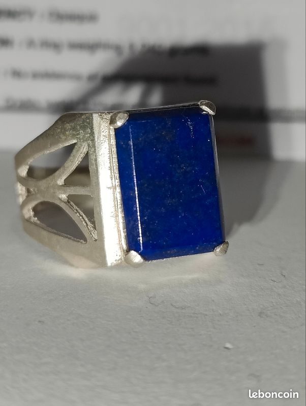 4 ct bague argent LAPIS LAZULLI+ certificat d'authenticité (image 5)