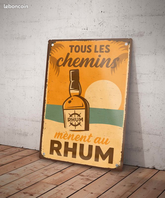 Plaque Publicitaire Vintage Rhum BOITRAN 30x20cm - Métal, Déco Murale