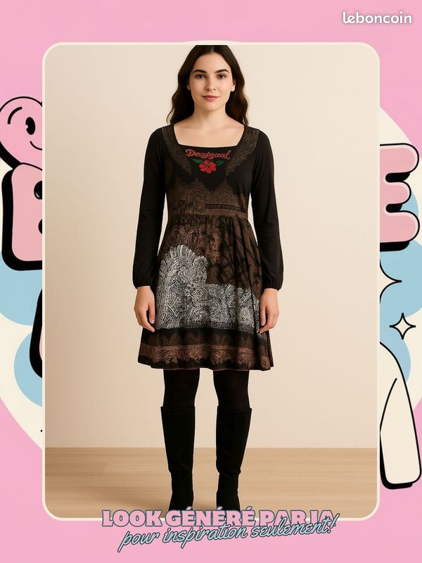 Robe Longue (maxi) Colorée DESIGUAL - Taille 42 / XL - Occasion En Très Bon état (101 Cm)
