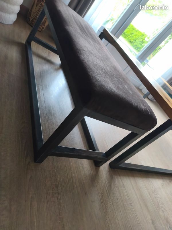 Table basse + banc style industriel bois métal (image 5)