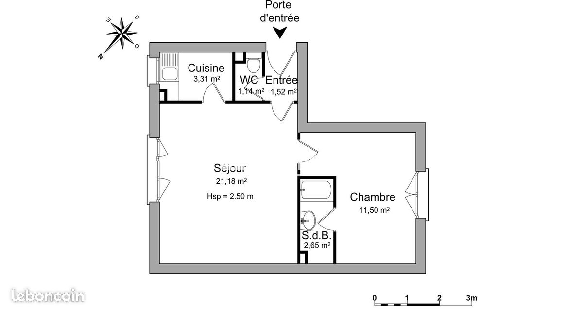 Appartement 2 pièces 41 m² · à Bordeaux · 41 m² · 645 €/mois