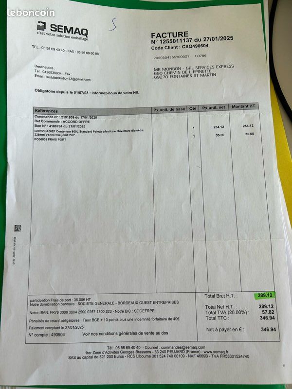 Vends cuve neuve pour récupération eau de pluie 600 litres (image 3)