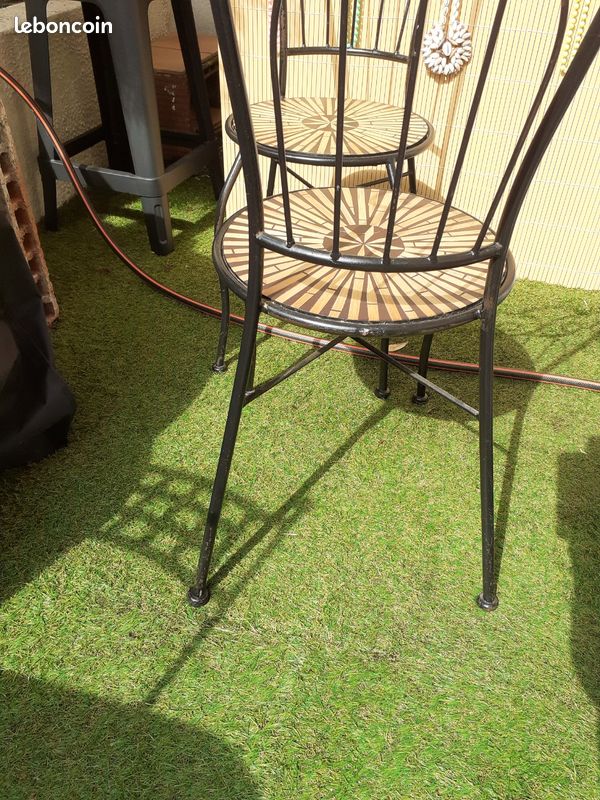 1 lot de 2 chaises fer et bois (image 4)