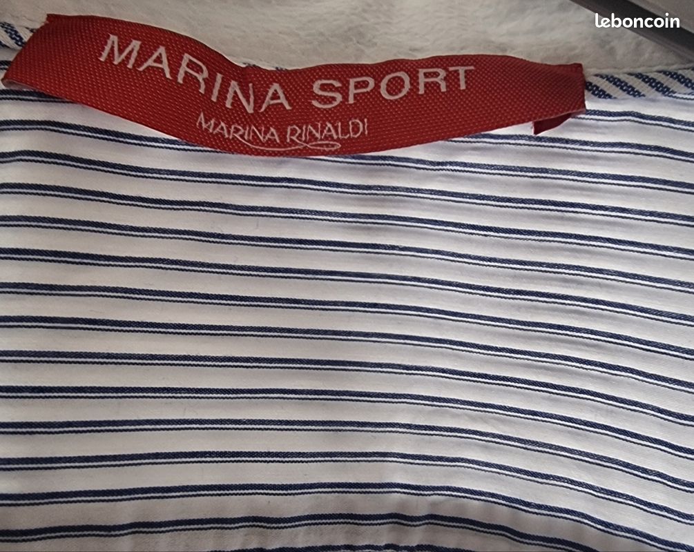 Veste Longue En Maille Marina Rinaldi Sport Taille M - Gris Chiné, Laine, Fabrication Italie, Occasion Très Bon état