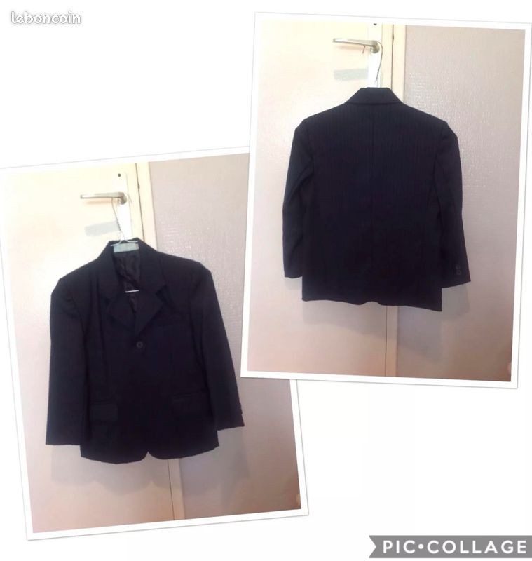 Costume Garçon 4 Pièces 8 Ans Bleu Marine Rayé (image 5)
