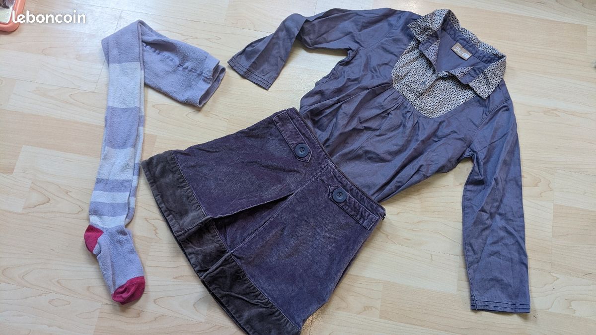 Jupe et chemise mauves 6 ans (image 1)
