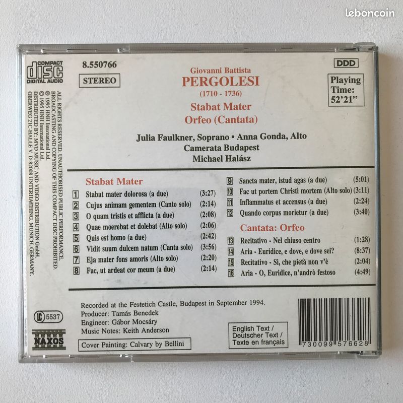 CD Stabat Mater - Pergolese - Michael Halász (image 2)