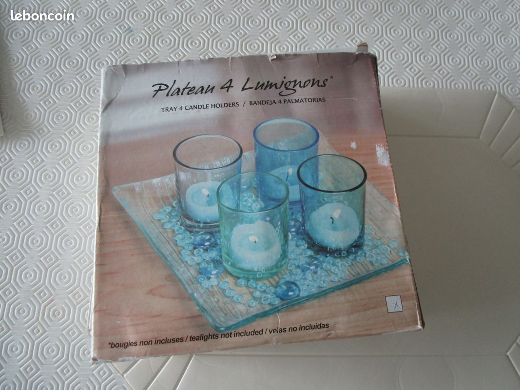 Plateau + 4 Verres pour bougies lumignons (image 3)