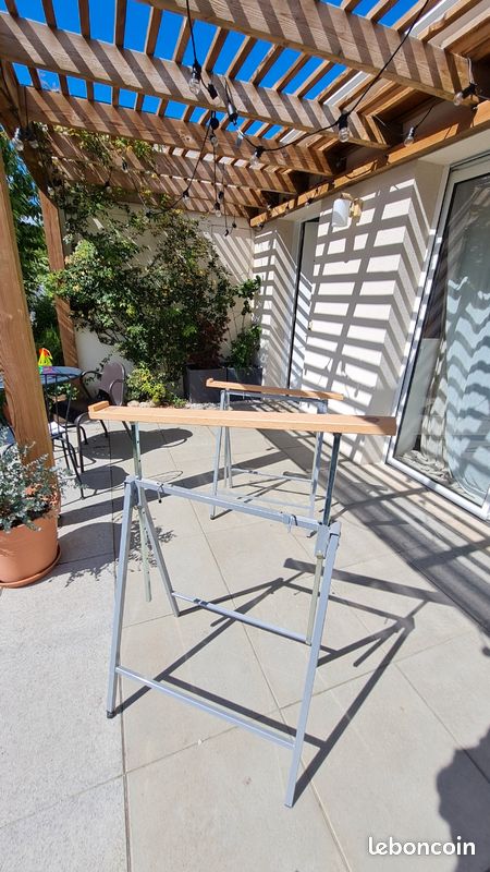 Bureau tréteaux et plaque de verre (image 5)