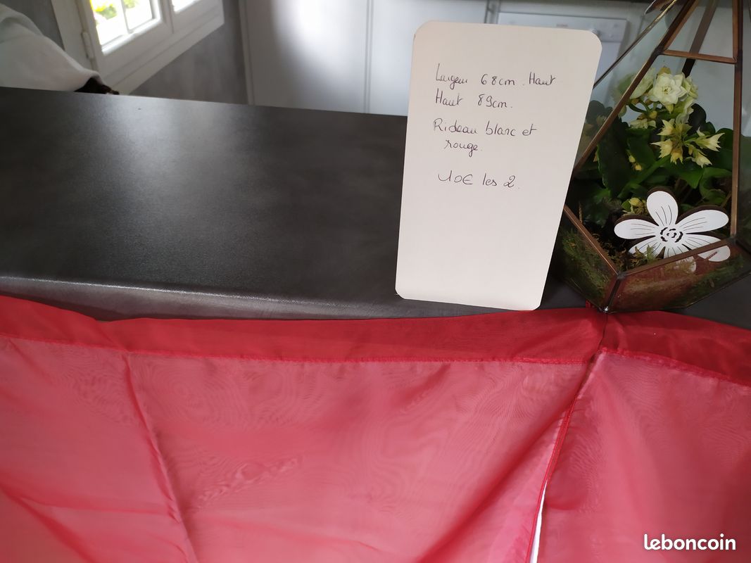 Rideau voilage blanc et rouge (image 4)