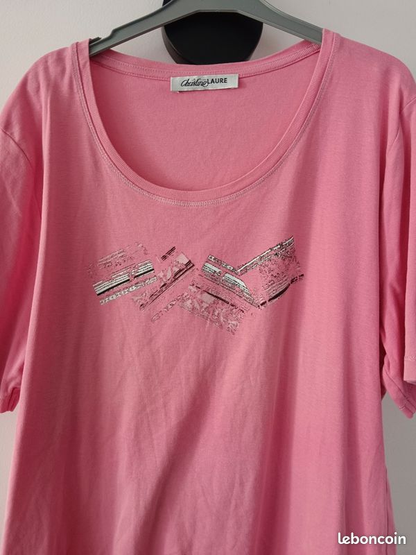 Haut Tee-shirt Femme Christine Laure Taille XL - Parfait état, Motif Ethnique, Couleur Orange
