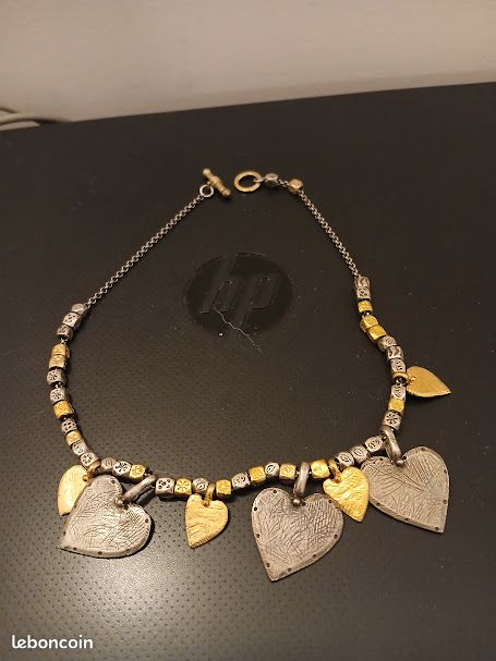Ras Du Cou (Collier) En Métal Et Perles Vert - Marque Nature Bijoux - Occasion