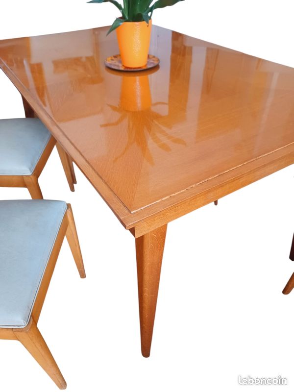 Superbe Ensemble table extensible + 6 chaises vintage 60's 70's arts déco (image 3)