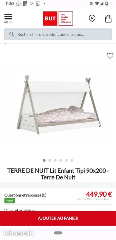 Lit enfant cabane type tipi (image 1)