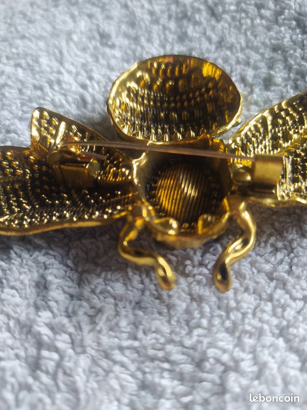 Broche abeille de style vintage, épingle abeille colorée, broche abeille en émail et strass, broche bijoux fantaisie, - France