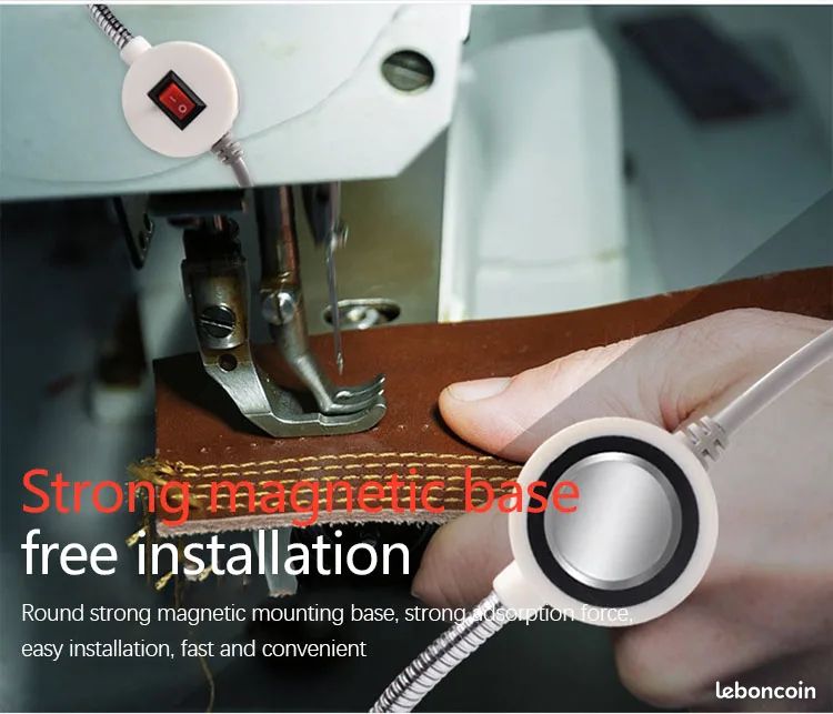 Lampe De Travail Magnétique LED 10W - 6000K, 800 Lumens - Col Flexible, Base Aimantée - Pour établi, Machine à Coudre, Atelier