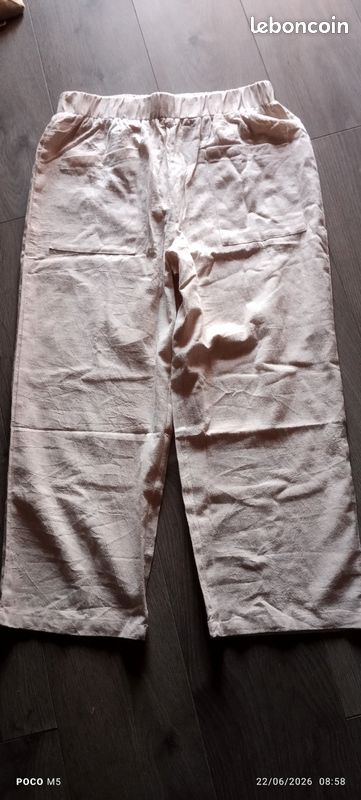 Pantalon femme large coton taille L40 (image 1)