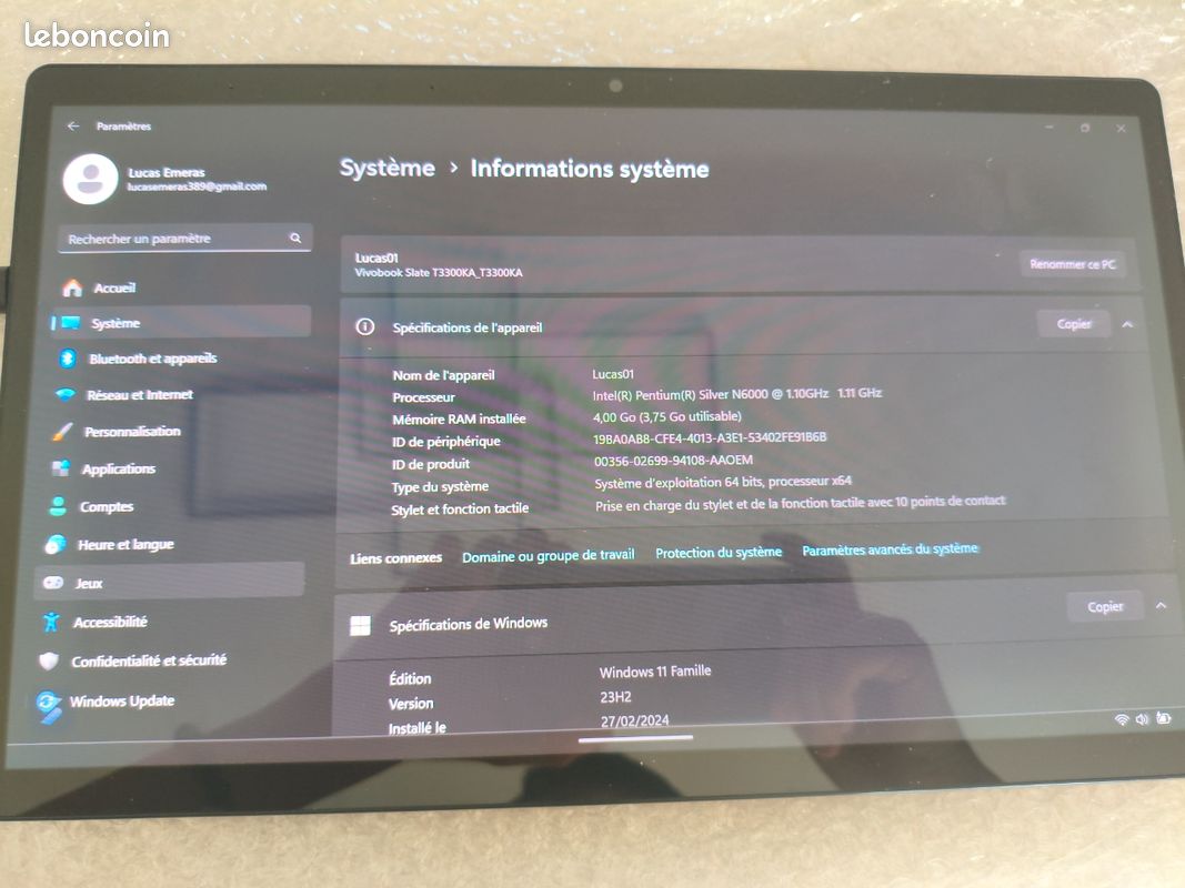 Tablette Windows 11 Asus t3300k (image 1)