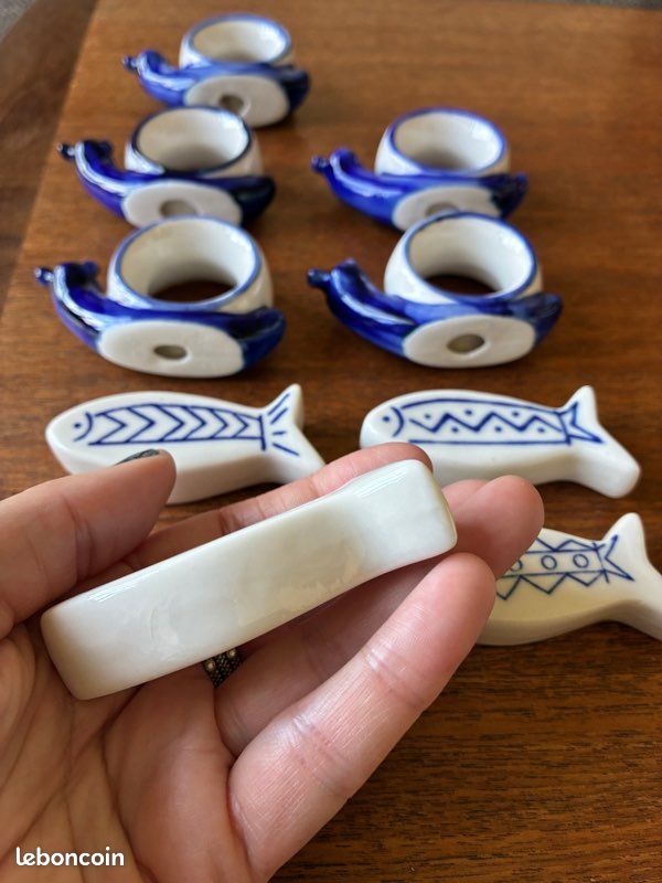 Porte couteaux poissons et range serviettes escargots en porcelaine vintage (image 9)