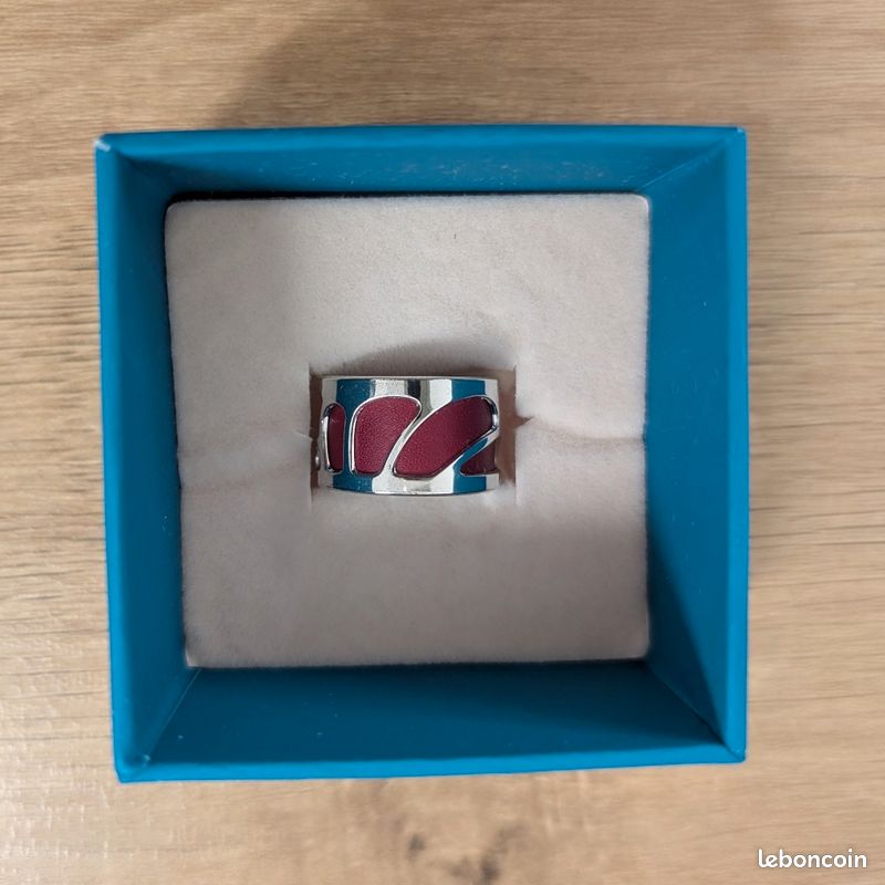 Bague Les Georgettes By Altesse 'Papyrus' Cuir Réversible Rose Et Bleu - Taille 56, Occasion