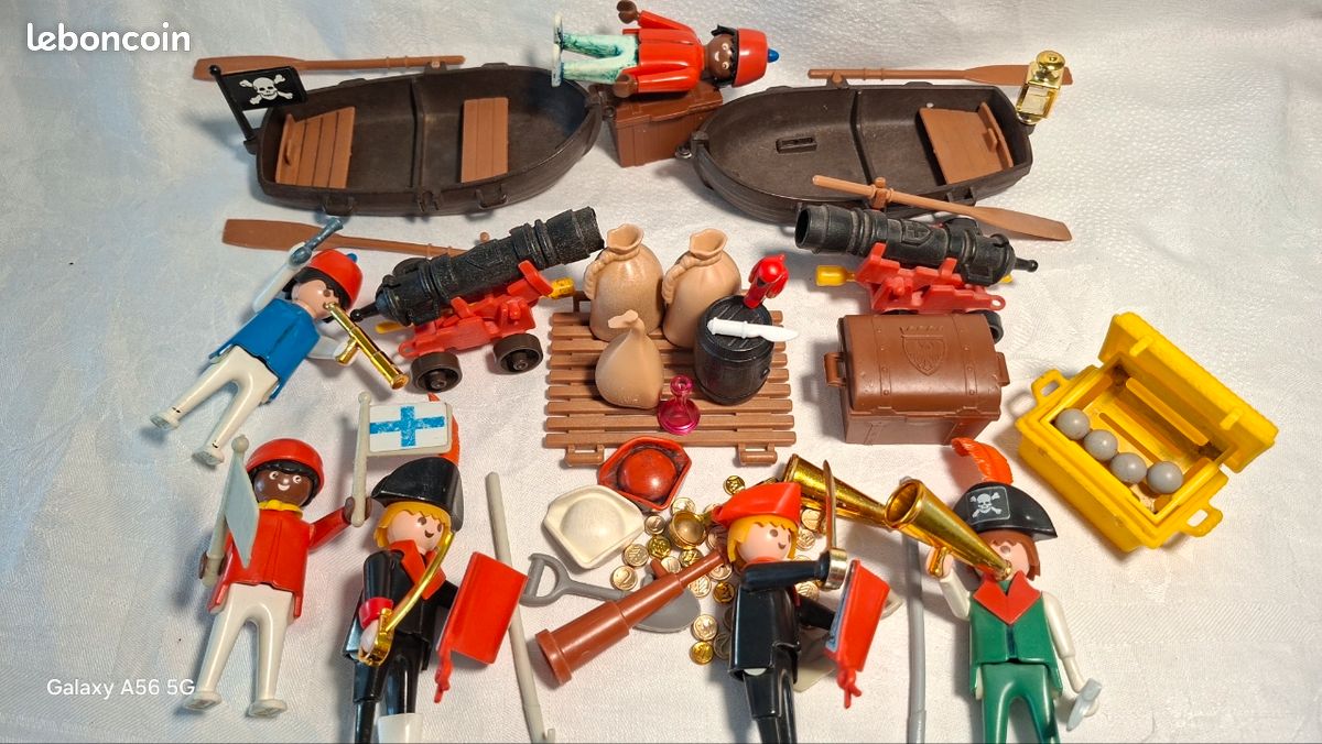 Lot Playmobil Vintage Pirates - Set 3794 De 1990 - Coffre, Cochon, Broche, Chopes, Personnages