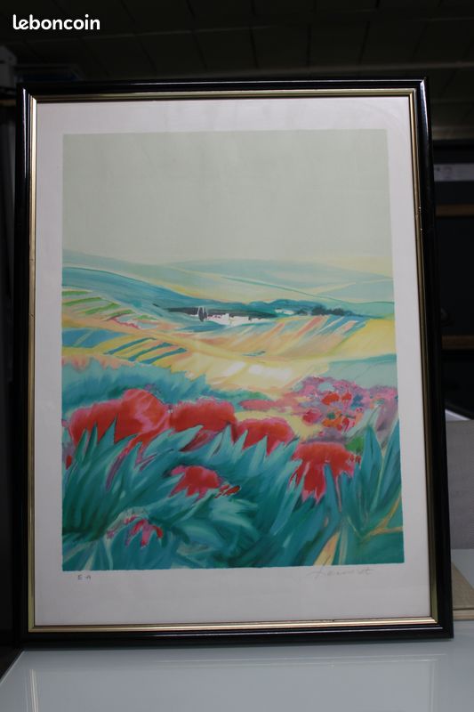 Lithographie Claude HERMERET "vallon fleuri" (image 1)