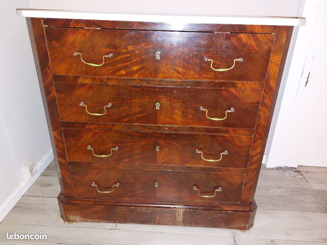 Commode ancienne acajou avec marbre (image 1)