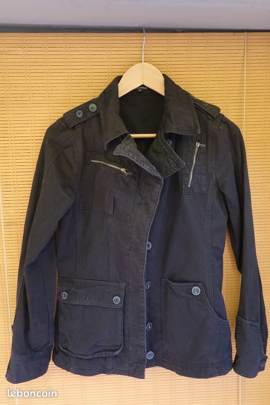 Veste femme en toile coton noir, 36 (image 1)