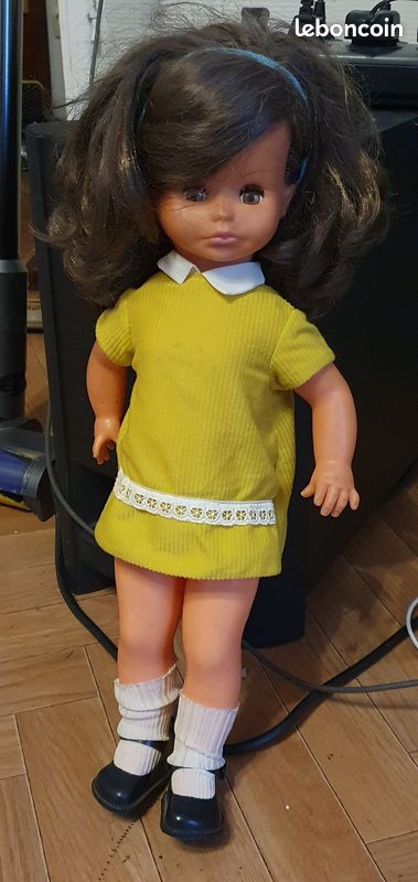 Poupée Gégé Sabine 48 Cm – Année 1969, Tenue D'origine, Disque Hetro Caline, France