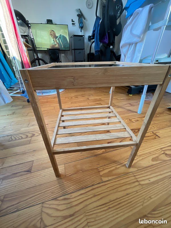 Petite table de salon déco bois et verre (image 1)
